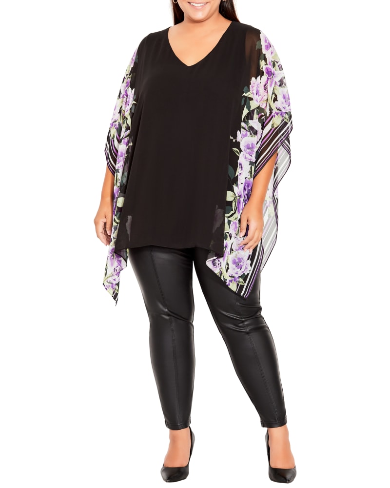 Front of a model wearing a size 14 Bella Overlay Top in Purple by Ave Studio. | dia_product_style_image_id:215328
